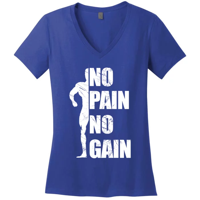 Original Motivation No Pain No Gain Gym Funny Gift Funny Gift Women's V-Neck T-Shirt