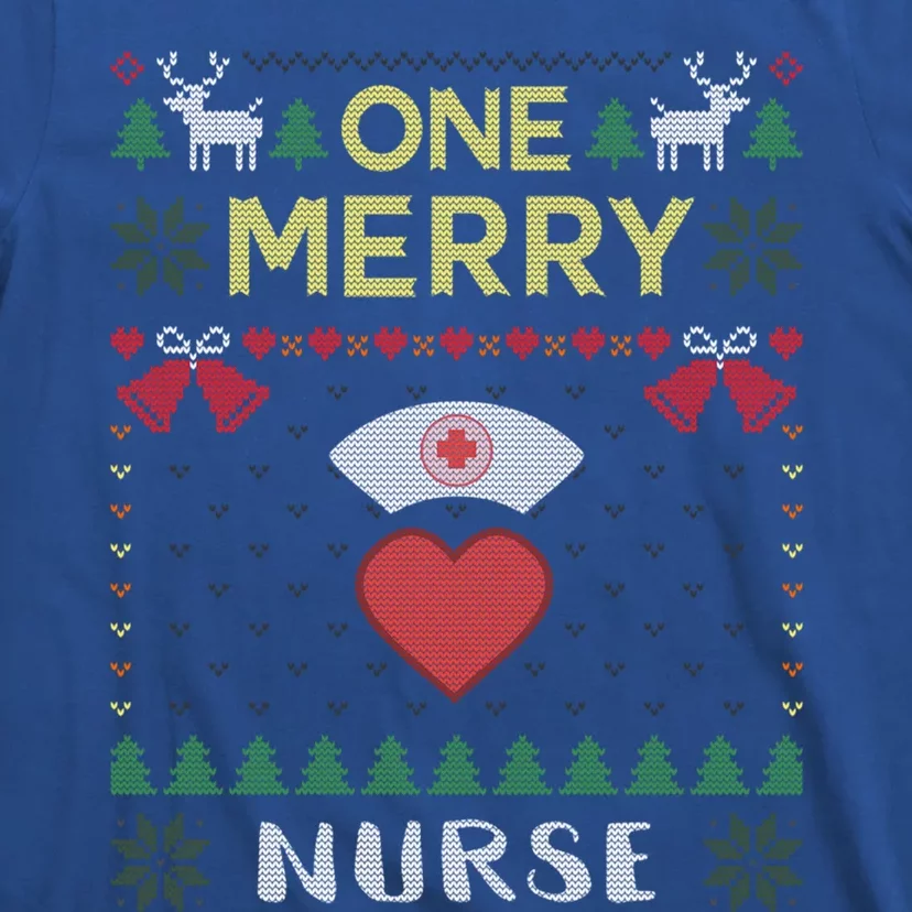 One Merry Nurse Rn Nursing Hospital Ugly Christmas Sweater Gift T-Shirt