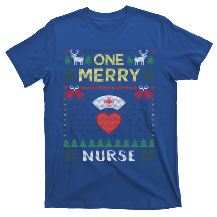 One Merry Nurse Rn Nursing Hospital Ugly Christmas Sweater Gift T-Shirt