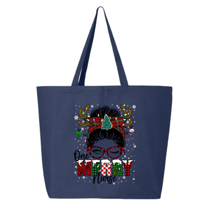 One Merry Nurse Leopard Messy Bun Christmas Love Nurse Life Meaningful Gift 25L Jumbo Tote