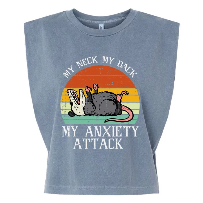 Opossum My Neck Back Anxiety Attack Possum Song Garment-Dyed Women's Muscle Tee