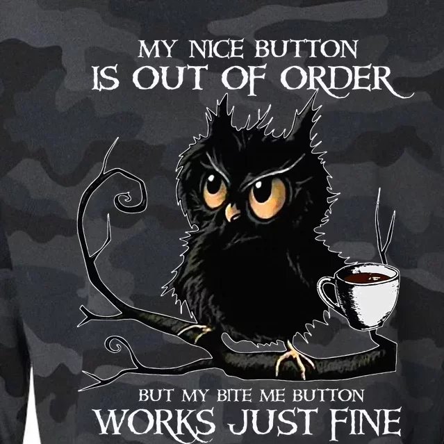 Owl My Nice Button Is Out Of Order But My Bite Me Button Cropped Pullover Crew