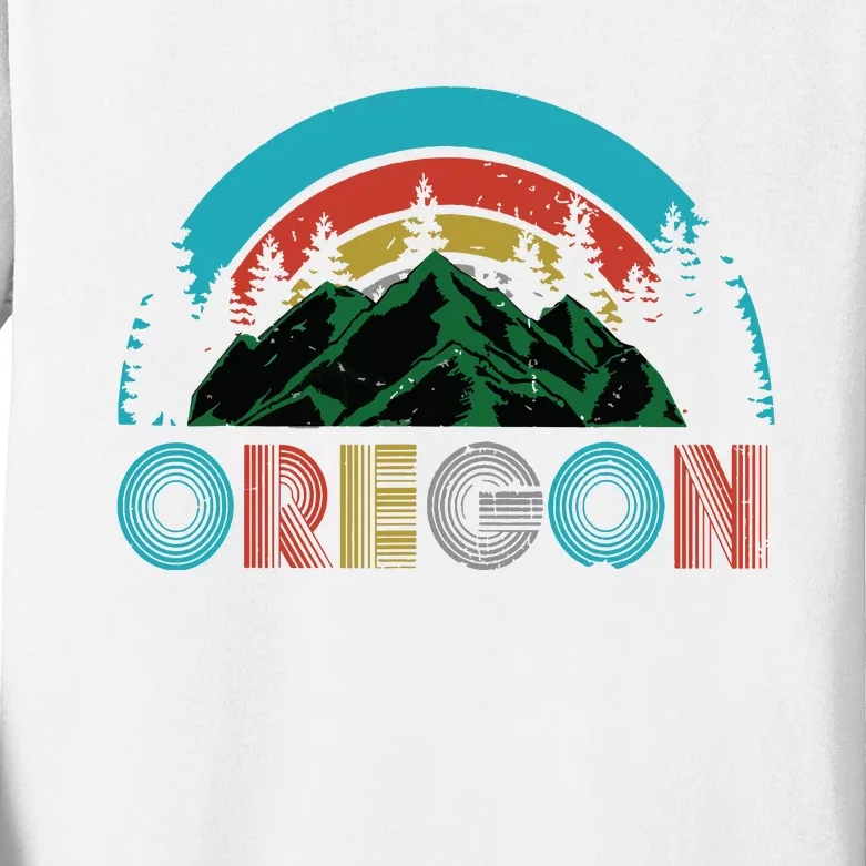 Oregon Mountains Outdoor Camping Hiking Gift Kids Long Sleeve Shirt