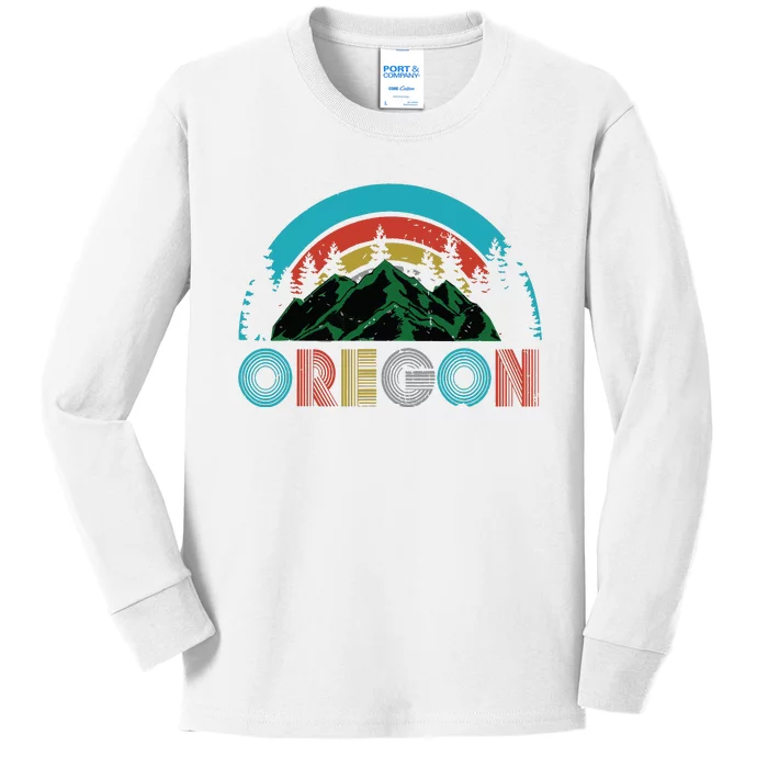 Oregon Mountains Outdoor Camping Hiking Gift Kids Long Sleeve Shirt