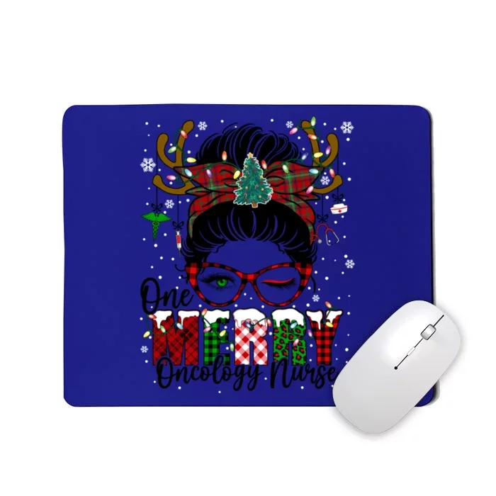 One Merry Oncology Nurse Messy Bun Christmas Love Nurse Life Gift Mousepad