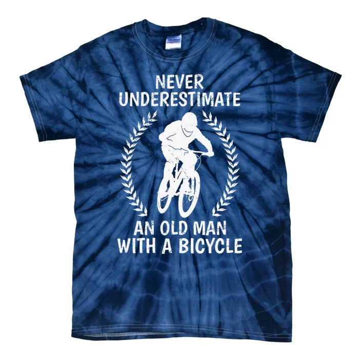 Old Man On Mountain Bike Bicycle Dad Pensioner Biker Tie-Dye T-Shirt