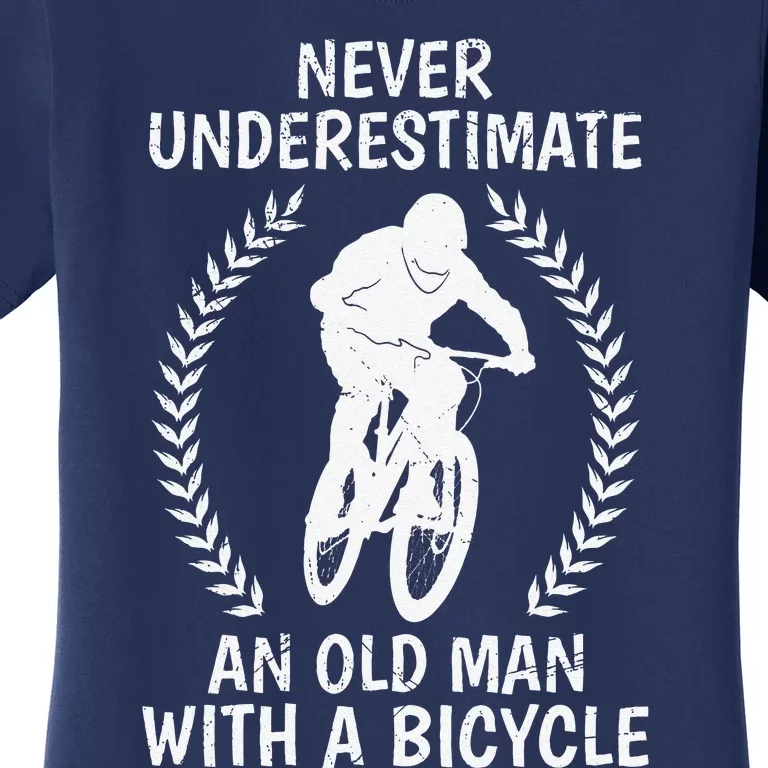 Old Man On Mountain Bike Bicycle Dad Pensioner Biker Women's T-Shirt