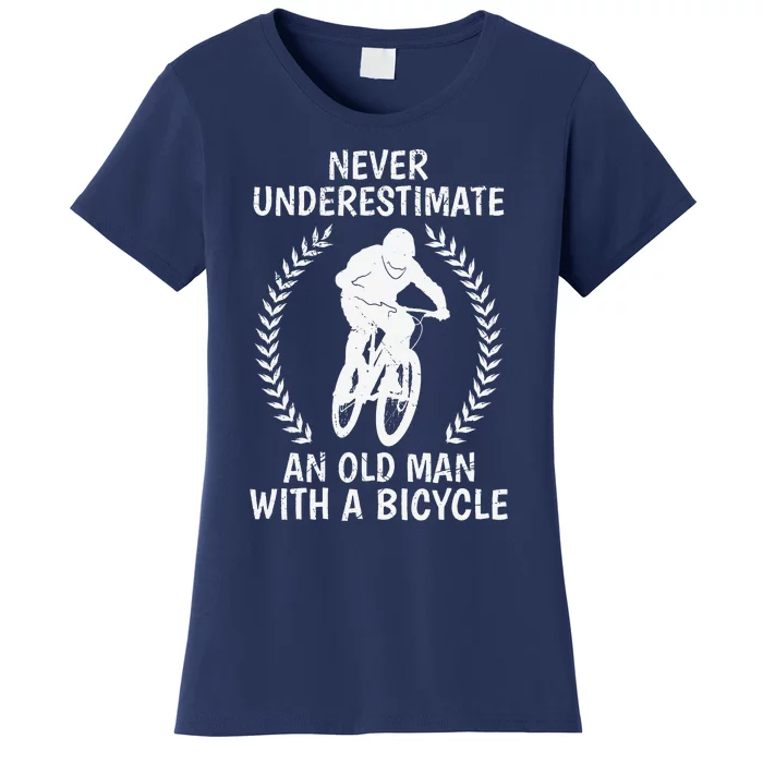 Old Man On Mountain Bike Bicycle Dad Pensioner Biker Women's T-Shirt