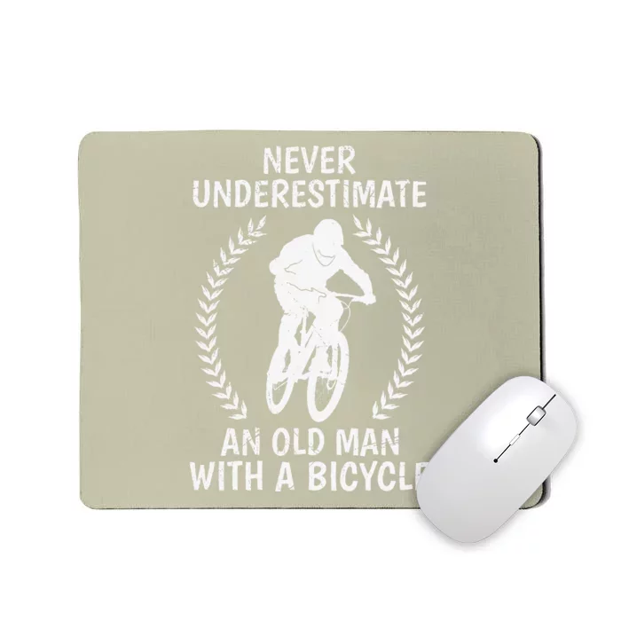 Old Man On Mountain Bike Bicycle Dad Pensioner Biker Mousepad