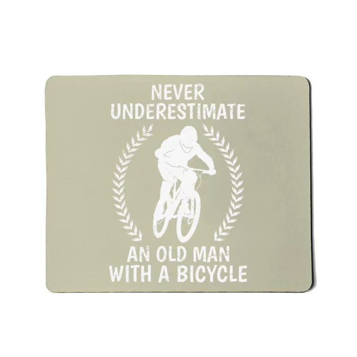 Old Man On Mountain Bike Bicycle Dad Pensioner Biker Mousepad