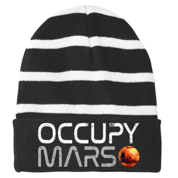 Occupy Mars Striped Beanie with Solid Band