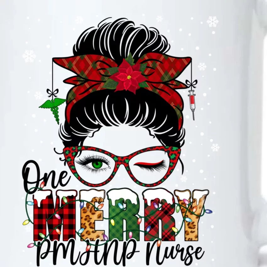 One Merry Pmhnp Nurse Messy Bun Christmas Love Nurse Life Gift Black Color Changing Mug