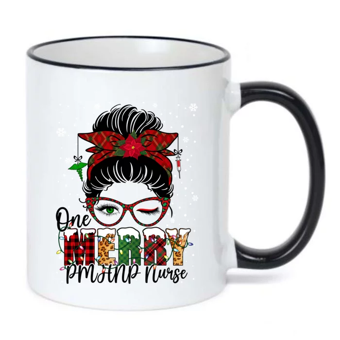 One Merry Pmhnp Nurse Messy Bun Christmas Love Nurse Life Gift Black Color Changing Mug