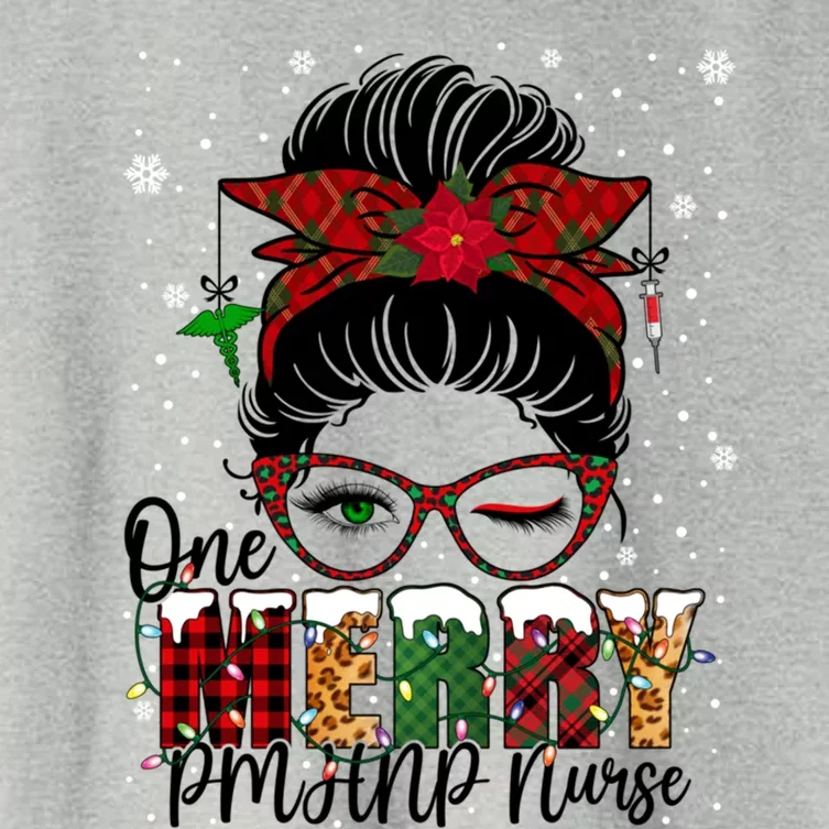 One Merry Pmhnp Nurse Messy Bun Christmas Love Nurse Life Gift Women's Crop Top Tee