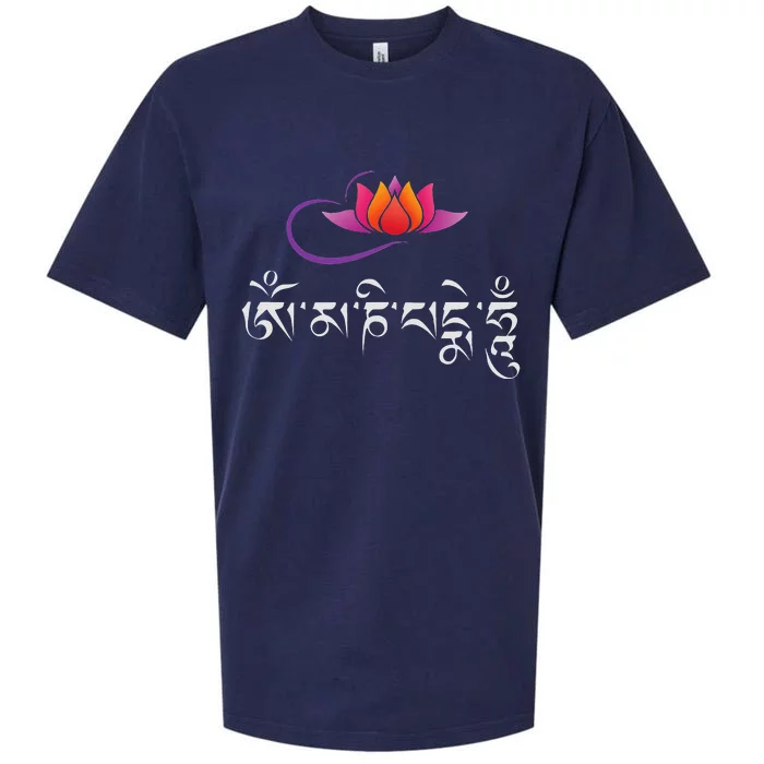 Om Mani Padme Hum Mantra Lotus Flower Buddhist Compassion Sueded Cloud Jersey T-Shirt