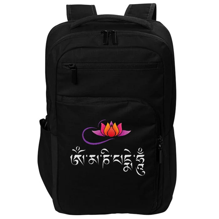 Om Mani Padme Hum Mantra Lotus Flower Buddhist Impact Tech Backpack