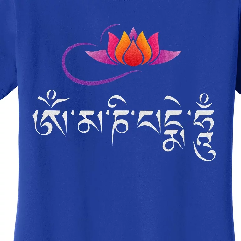 Om Mani Padme Hum Mantra Lotus Flower Buddhist Women's T-Shirt