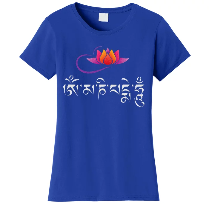 Om Mani Padme Hum Mantra Lotus Flower Buddhist Women's T-Shirt