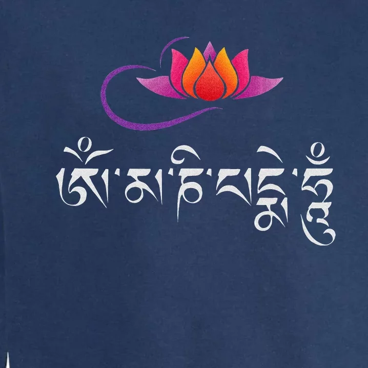 Om Mani Padme Hum Mantra Lotus Flower Buddhist Garment-Dyed Sweatshirt