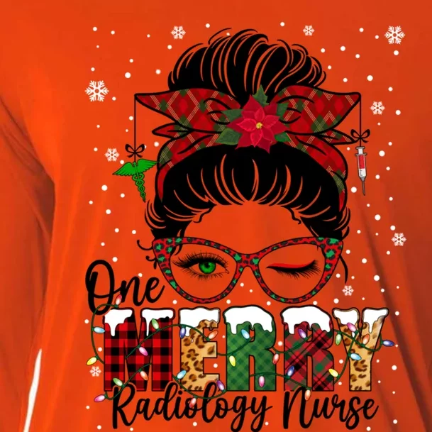 One Merry Radiology Nurse Messy Bun Xmas Love Nurse Life Meaningful Gift Cooling Performance Long Sleeve Crew