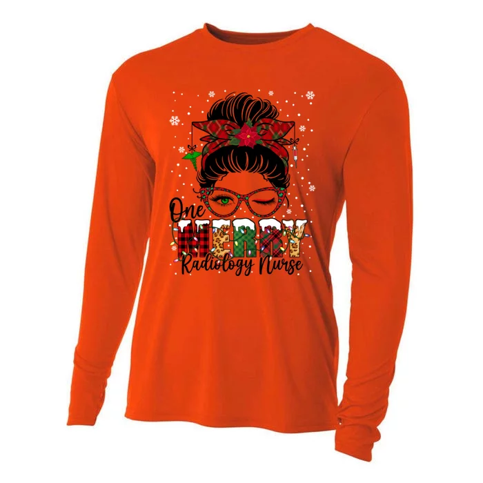 One Merry Radiology Nurse Messy Bun Xmas Love Nurse Life Meaningful Gift Cooling Performance Long Sleeve Crew