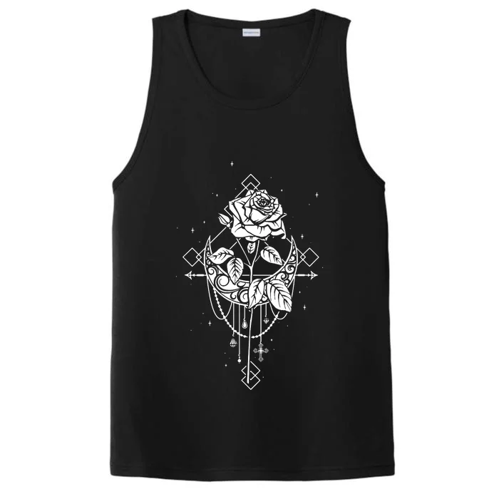 Occult Moon Rose Gothic Witch Wicca Performance Tank