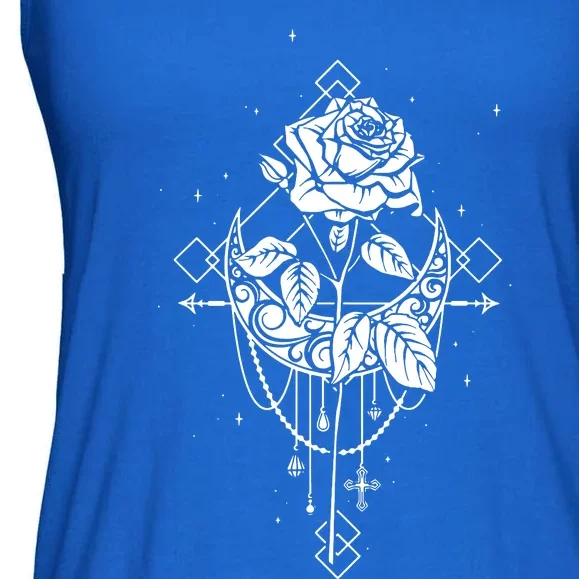 Occult Moon Rose Gothic Witch Wicca Ladies Essential Flowy Tank