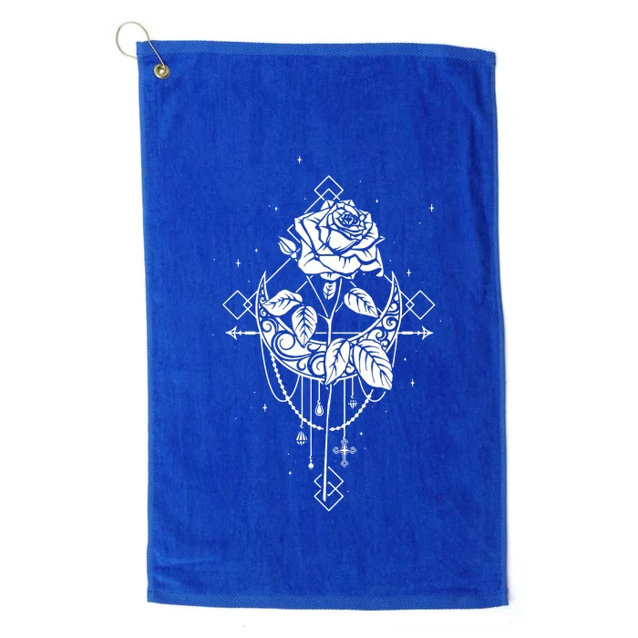 Occult Moon Rose Gothic Witch Wicca Platinum Collection Golf Towel