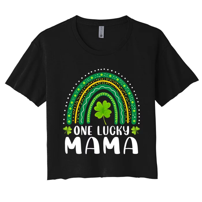 One Mama Rainbow Saint Patrick's Day Lucky Mom Mother Women's Crop Top Tee