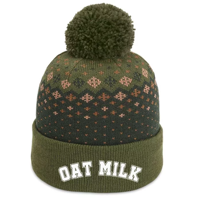 Oat Milk Retro Sports Arch The Baniff Cuffed Pom Beanie