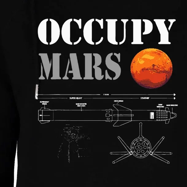 Occupy Mars Starship Rocket Womens Funnel Neck Pullover Hood