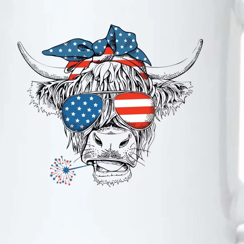 Oh My Stars Cow Highland Cow 4th July American Flag Fourth Of July  Independe Black Color Changing Mug