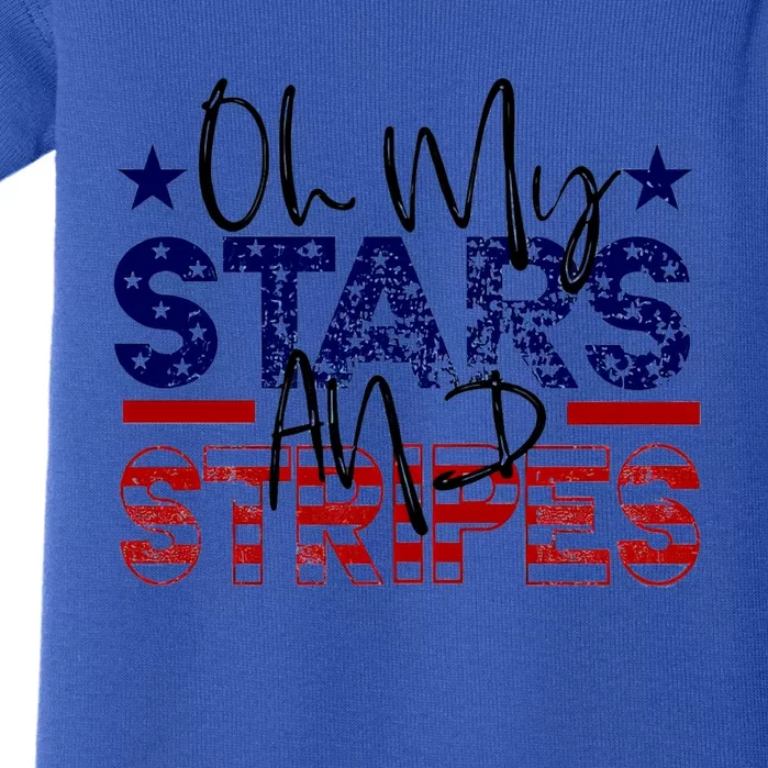 Oh My Stars Stripes Usa Flag 4 July Patriotic America Merica Gift Baby Bodysuit