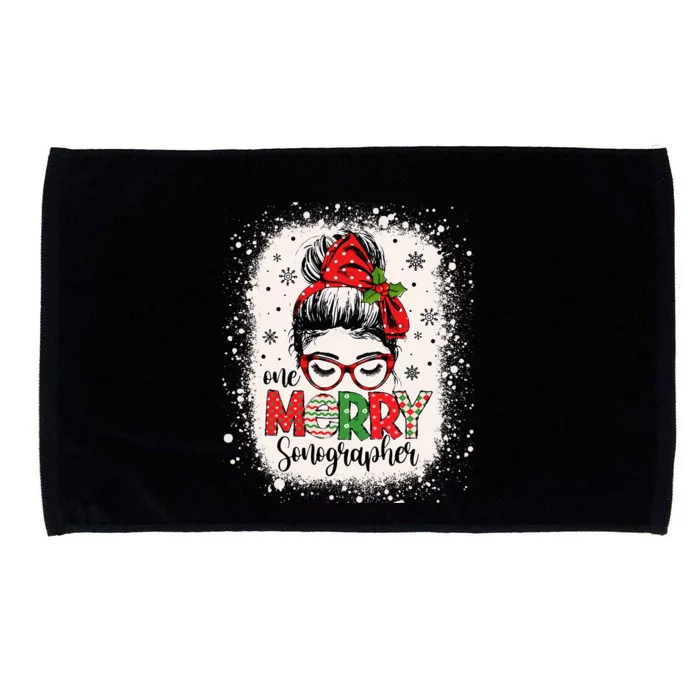 One Merry Sonographer Messy Bun Radiographer Christmas Microfiber Hand Towel