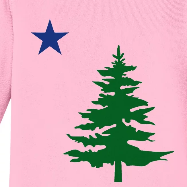 Old Maine State Flag 1901 Pine Tree Star Baby Long Sleeve Bodysuit