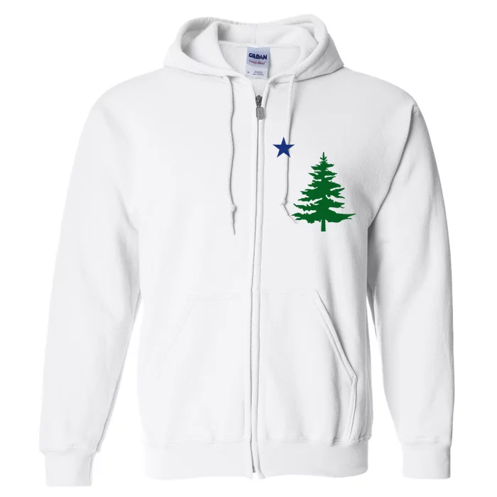 Old Maine State Flag 1901 Pine Tree Star Full Zip Hoodie