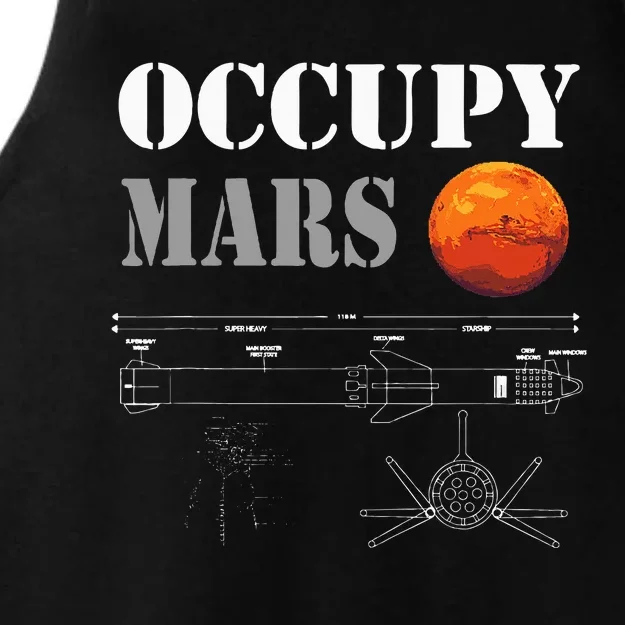 Occupy Mars Starship Rocket Ladies Tri-Blend Wicking Tank