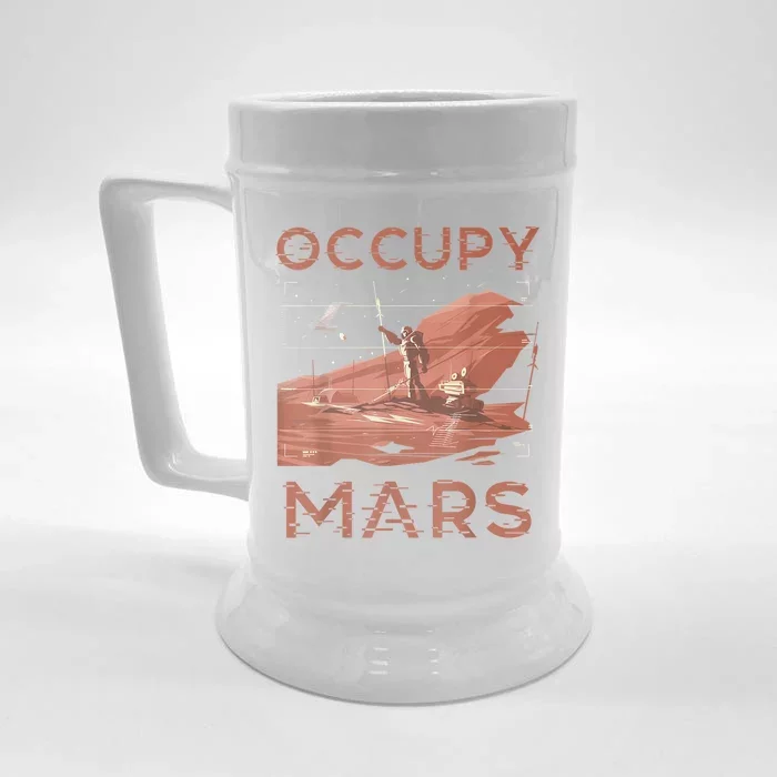 Occupy Mars Shirts Space Exploration Colonize Planet Mars Front & Back Beer Stein