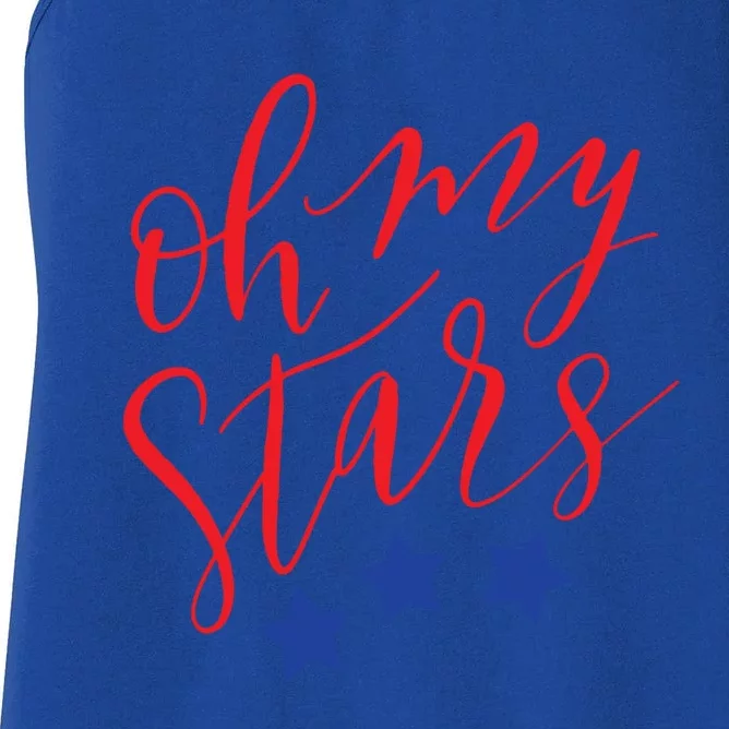 Oh My Stars Red Lettering Blue Stars Gift Women's Racerback Tank