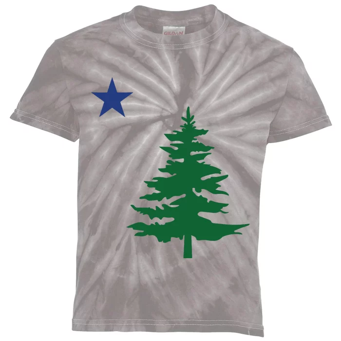 Old Maine State Flag 1901 Pine Tree Star Kids Tie-Dye T-Shirt