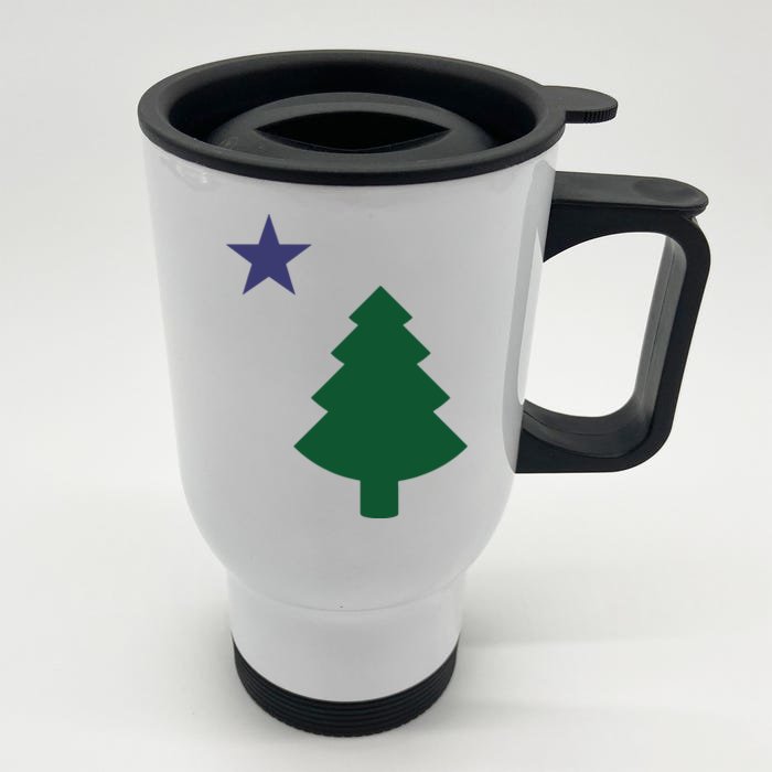 Old Maine State Flag 1901 Pine Tree Star Front & Back Stainless Steel Travel Mug