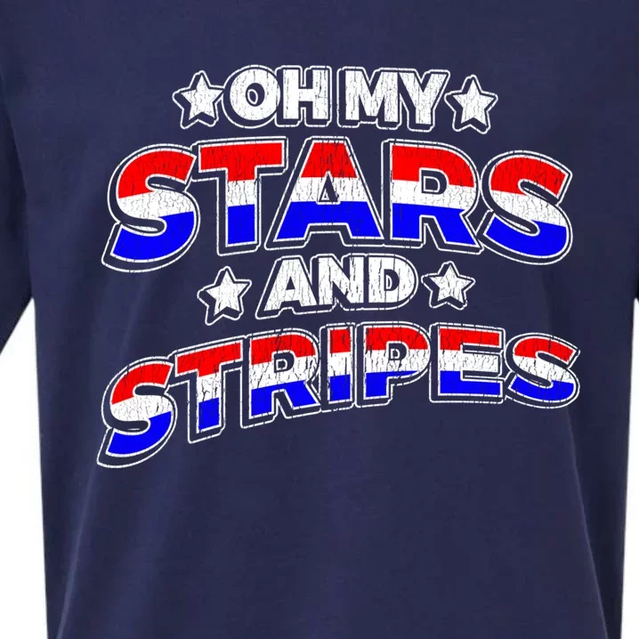 Oh My Stars And Stripes Saying Patriotic Fourth Of July Gift Sueded Cloud Jersey T-Shirt