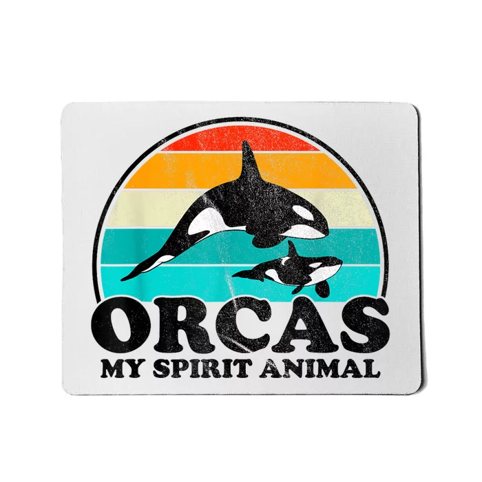 Orcas My Spirit Animal Orca Whale Retro Sunset Sea Mousepad