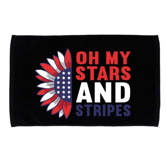 Oh My Stars And Stripes Usa Patriotic American 4th Of July Gift Microfiber Hand Towel