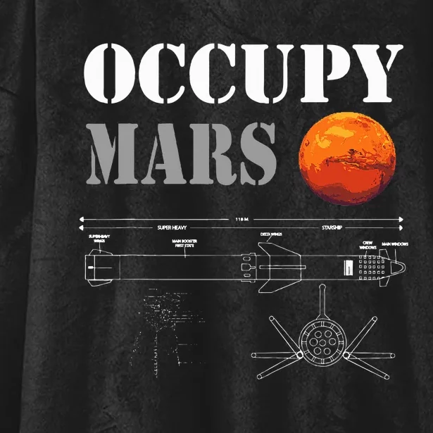 Occupy Mars Starship Rocket Hooded Wearable Blanket