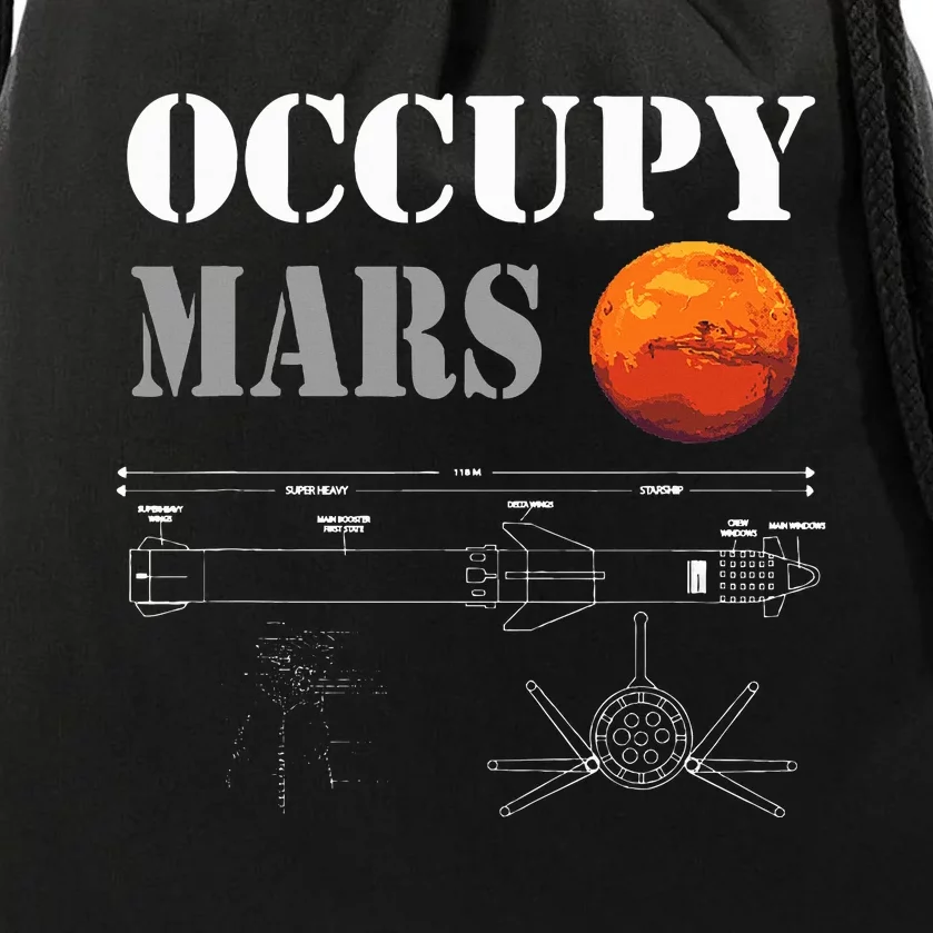 Occupy Mars Starship Rocket Drawstring Bag