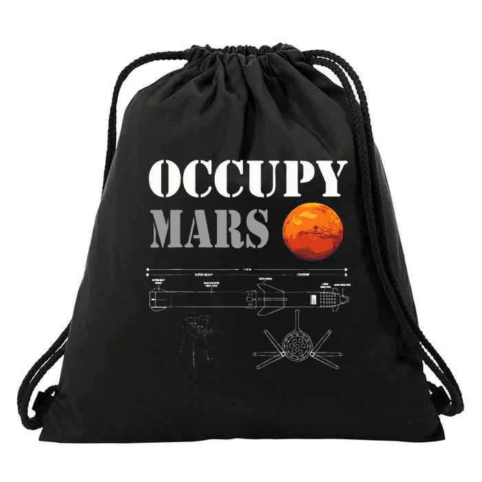 Occupy Mars Starship Rocket Drawstring Bag