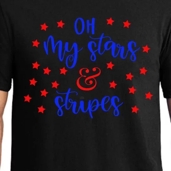 Oh My Stars And Stripes Nice Patriotic Everyday Graphictops Gift Pajama Set