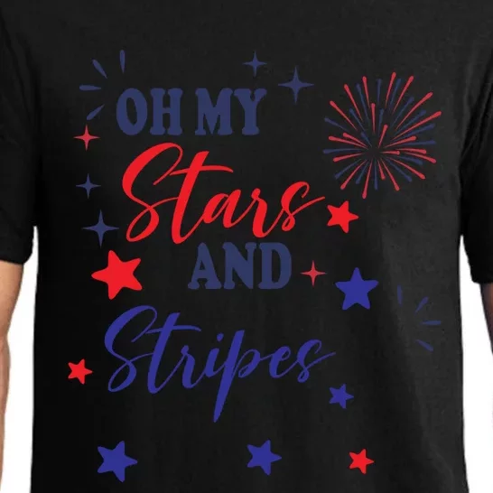 Oh My Stars And Stripes Tee July 4th Patriotic Fireworks Gift Pajama Set