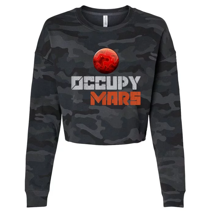 Occupy Mars Space Outer Space Cropped Pullover Crew